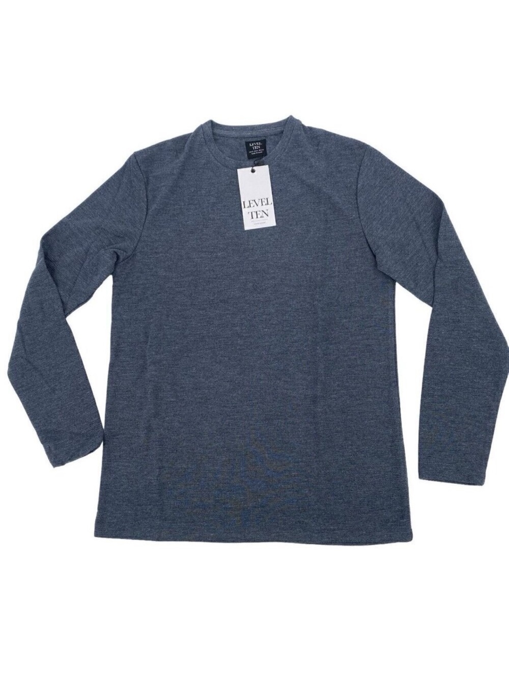 Level Ten Men's Size Small Knit Long Sleeve Crew Neck Pullover Shirt Navy Rayon